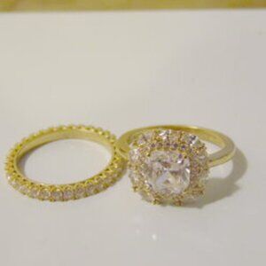 Diamonique 14K Sterling silver Cushion-Cut Halo Ring Size 9